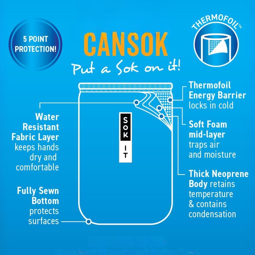 Sok It CanSok Sleeve for Beer & Soda Insulated Neoprene Cover (Night Flight, 12oz Can Sleeve)
