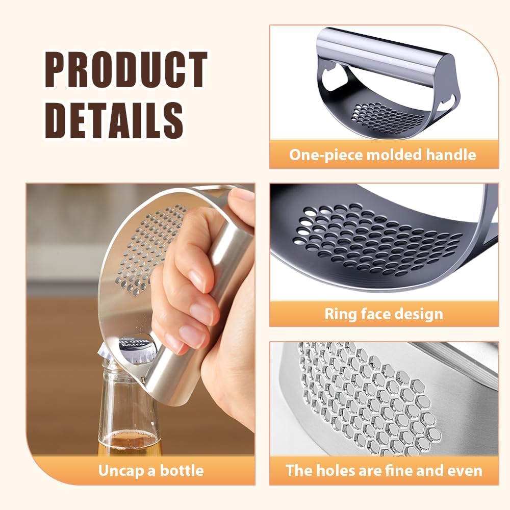 Stainless Steel Garlic Rocker,2025 New Stainless Steel Garlic Press,Garlic Press Rocker,Garlic Cutter (1)
