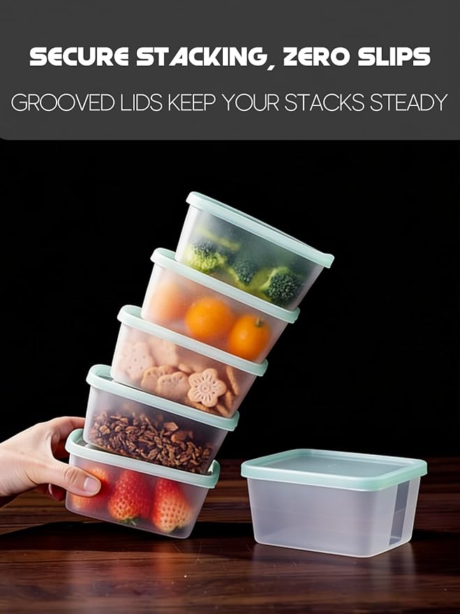 LivLab Mker 30 PCS Freezer Food Storage Containers with Lids - Meal Prep Fruit Storage Containers for Fridge - Bpa-Free Reusable Lunch Boxes for Leftovers, Salad, Fruits -15 Sets | 20 fl oz | 2.5 Cups