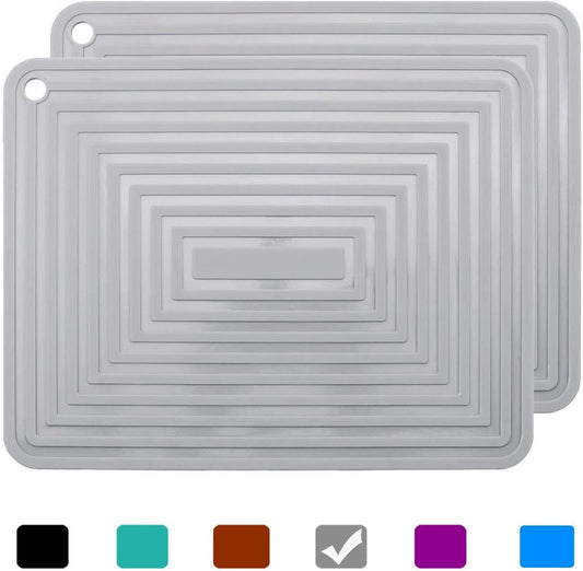 LogHog Large Silicone Trivet Mats for Hot Dishes/Pans, Heat Resistant Pot Holder, 9x12 Non Slip Flexible Durable Pot Coaster Kitchen Table Mats Set of 2 (Gray)