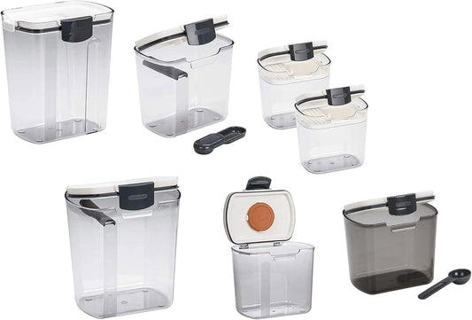 Progressive ProKeeper Baker's Airtight Kitchen Storage Canister Container Set for Flour, Sugar & More, Keeps Ingredients Fresh, with Accessories (Multicolor, 7- Piece)
