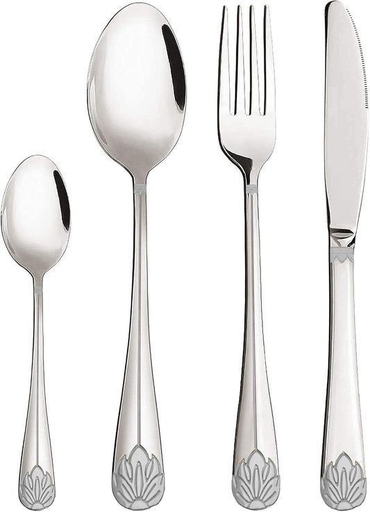 24-Piece Silverware Flatware Cutlery Set, Stainless Steel Utensils Service for 6, Knife/Fork/Spoon, Mirror Polished