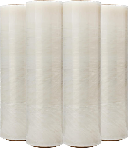 The Boxery- 18''X1500' Per Roll Stretch Wrap-4 Rolls/6000 Feet Total (70 Gauge) - Industrial Grade, Stretch Wrap Film Clear Cling Plastic for Shipping, Moving and Packaging
