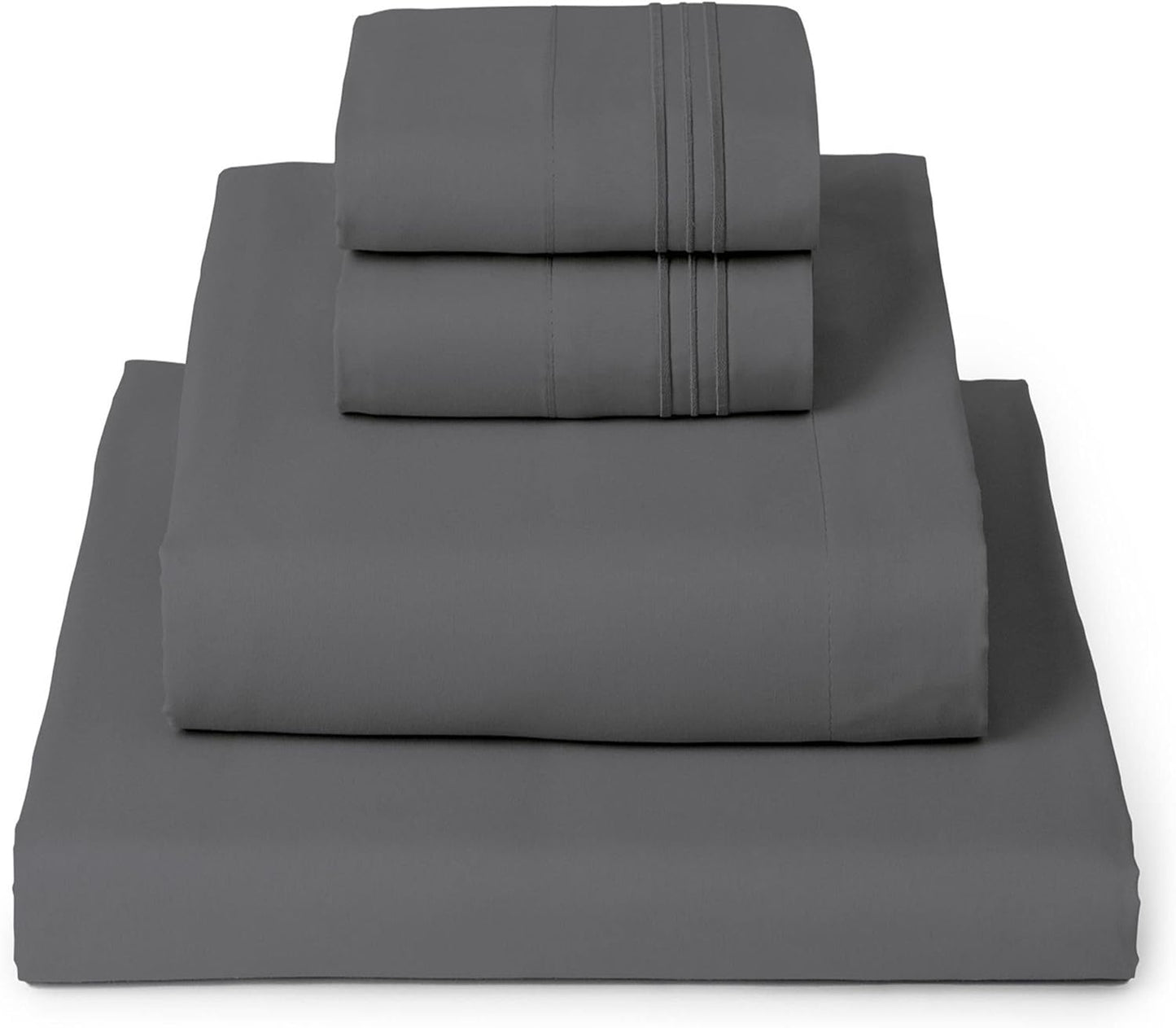 Mellanni Full Sheets Set - 4 PC Iconic Collection Bedding - Hotel Luxury, Extra Soft, Cooling Bed Sheets - Wrinkle, Fade, Stain Resistant (Full, Gray)