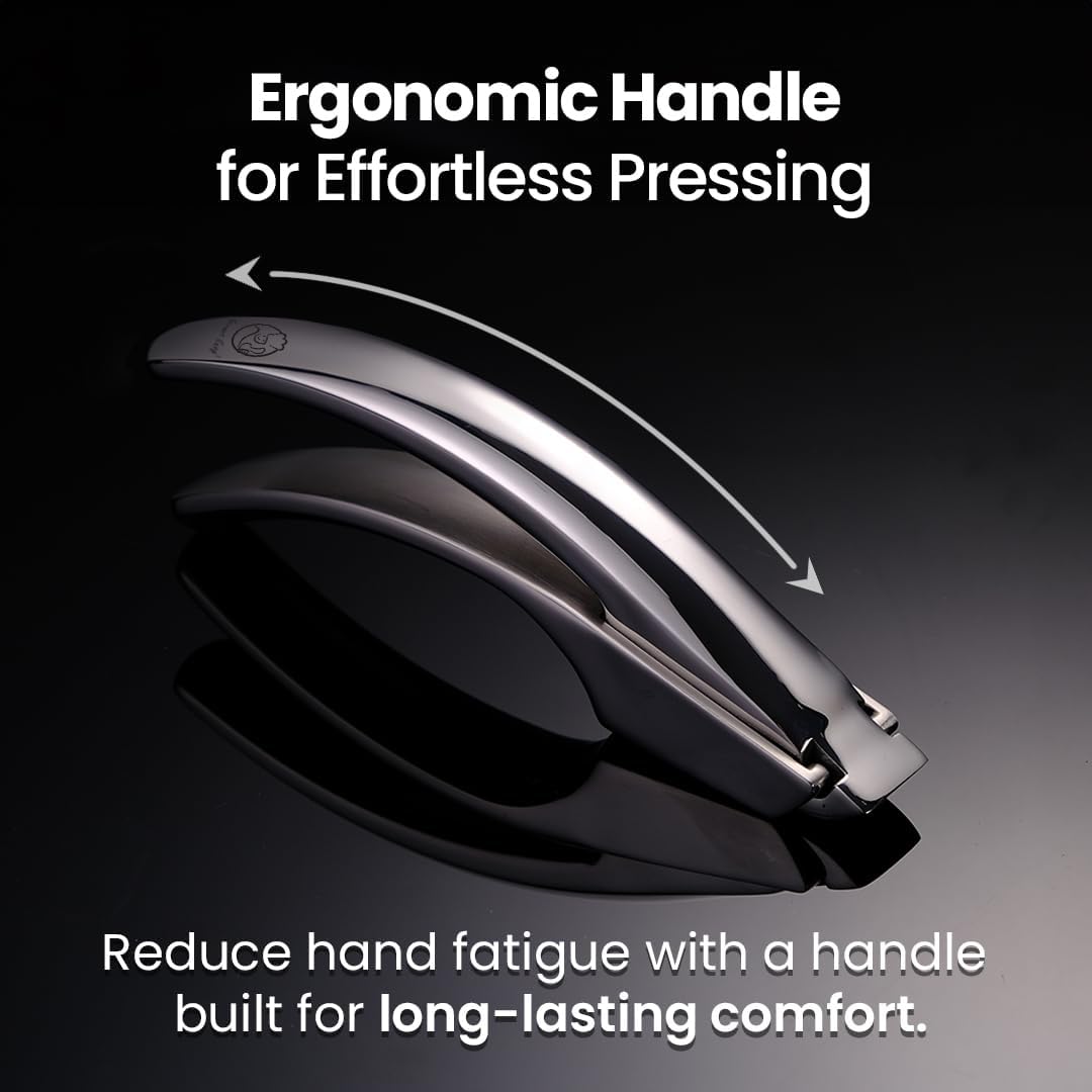 No Peeling Required Garlic Press Stainless Steel Detachable Handle for Coarse Mince, Premium Garlic Mince Tool, Rust-Proof, Easy to Clean, Dishwasher Safe, Garlic Crusher Lifetime Replacement