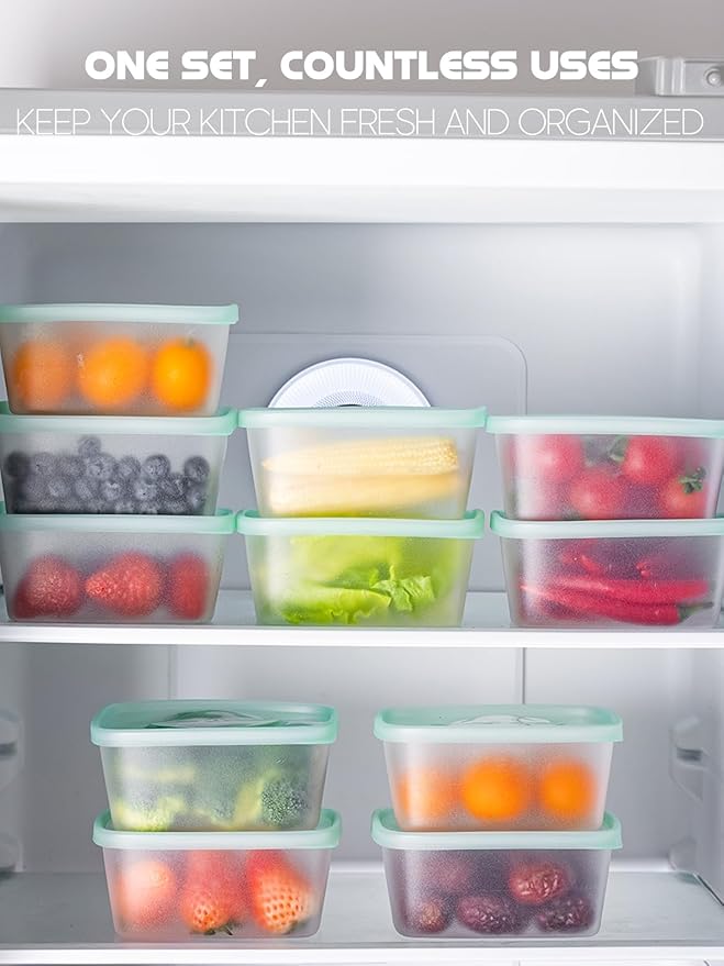 LivLab Mker 30 PCS Freezer Food Storage Containers with Lids - Meal Prep Fruit Storage Containers for Fridge - Bpa-Free Reusable Lunch Boxes for Leftovers, Salad, Fruits -15 Sets | 20 fl oz | 2.5 Cups