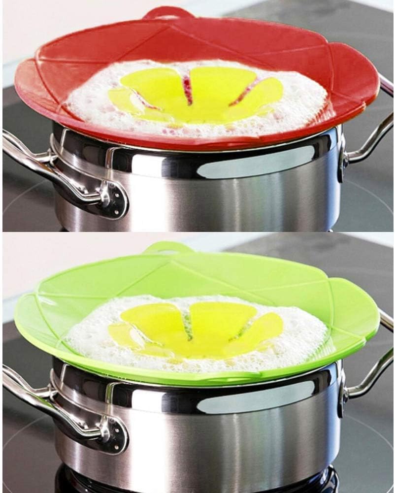 2 Pack Spill Stopper Lid Cover, 10.2 inch and 11 inch, Boil Over ‎Spill Stopper, Microwave Splatter Food Cover, BPA-Free Silicone Lids and Dishwasher Safe, for Home Kitchen