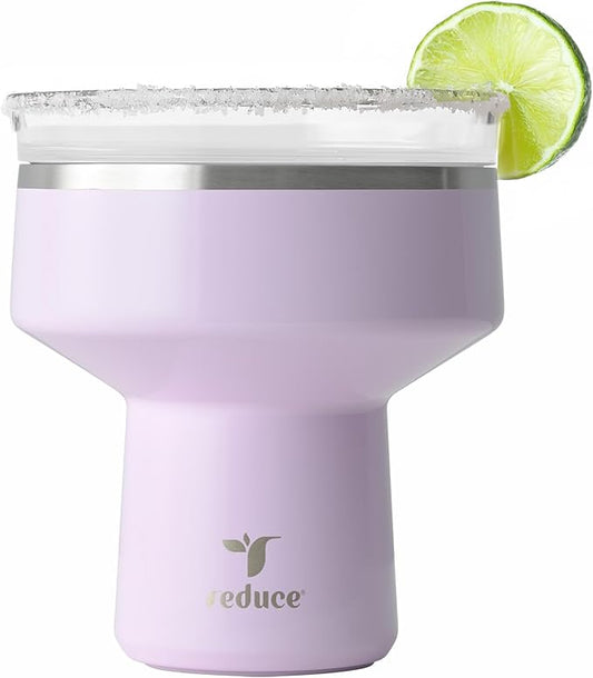 REDUCE Saltini 16 oz Cocktail Tumbler - Insulated Margarita Tumbler with Lid - Keeps Drinks Cold for 10 Hours - 360 Sippable Martini Glass Alternative - Shatterproof, Perfect for Parties - Lilac Bud