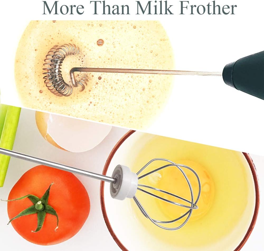 Rechargeable Foam Maker with Double Whisk, RIJAHO Upgraded 3 Speeds Frother Handheld for Milk Coffee, Latte, Matcha