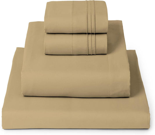 Mellanni King Sheets Set - 4 PC Iconic Collection Bedding - Hotel Luxury, Extra Soft, Cooling Bed Sheets - Wrinkle, Fade, Stain Resistant (King, Gold)