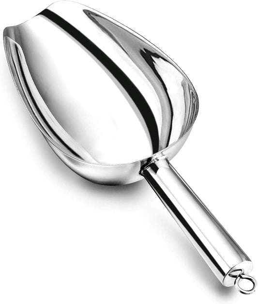 P&P CHEF Food Ice Scoop, Stainless Steel Scoop, Metal Candy Popcorn Flour Utility Scooper for Wedding Party Bar Kitchen Bath, Heavy Duty & Dishwasher Safe, (24oz, 1Pc)