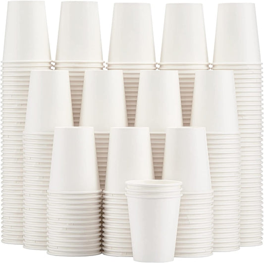 Lamosi 300 Pack Paper Cups 8 oz, Disposable Coffee Cups, Paper Coffee Cups 8 oz, White Hot/Cold Beverage Drinking Cup for Water Juice or Tea, Office Party Home Travel