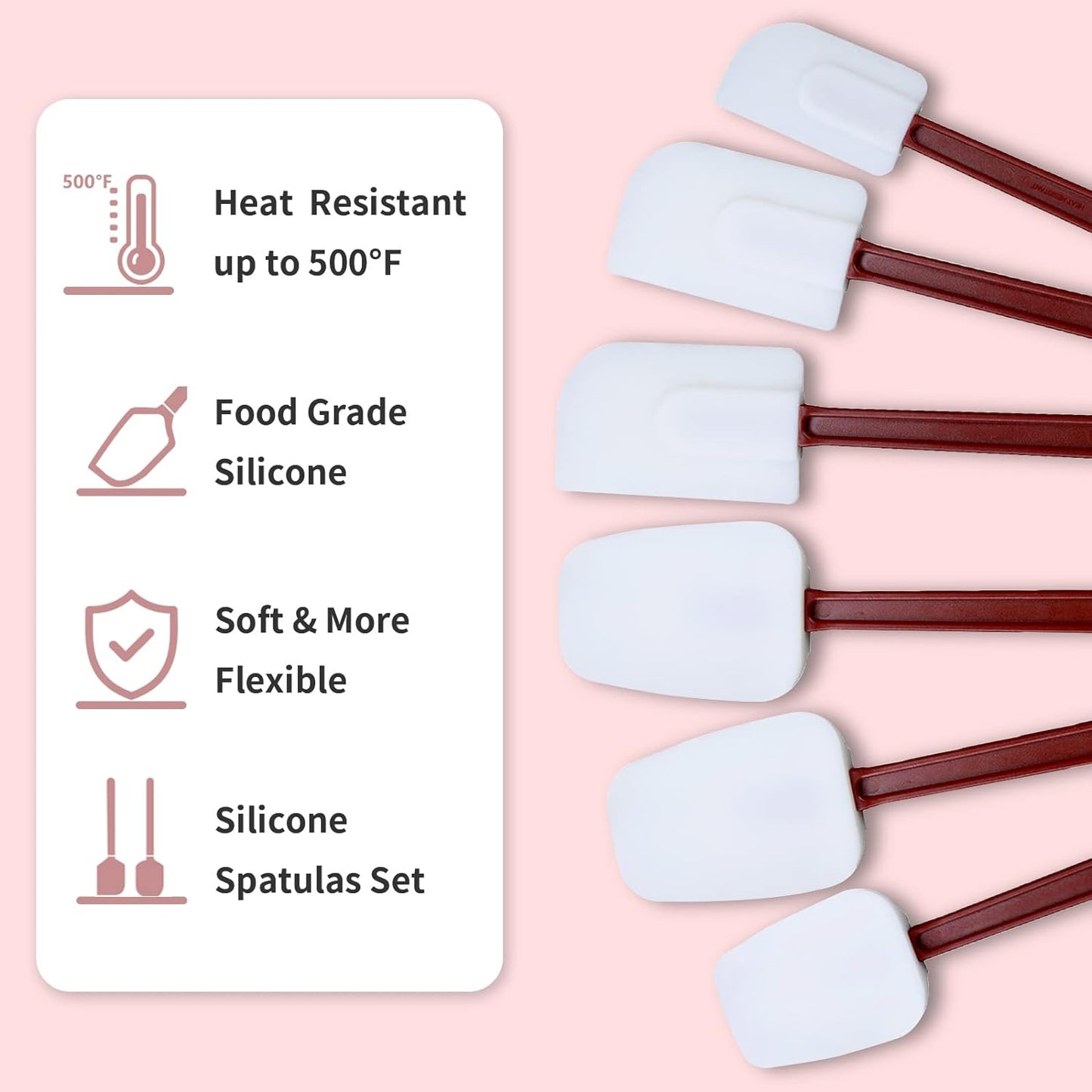 13.5 INCH Silicone Spatulas Heat Resistant Heavy Duty Rubber Spatulas Commercial Spatulas Set for Kitchen Use Silicone Cooking Utensils Sets of 2