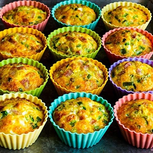 Silicone Baking Cups Muffin Cupcakes Liners Molds Sets in Storage Container Silicone Lunch Box Dividers Bento Box Accessories -36 Pack