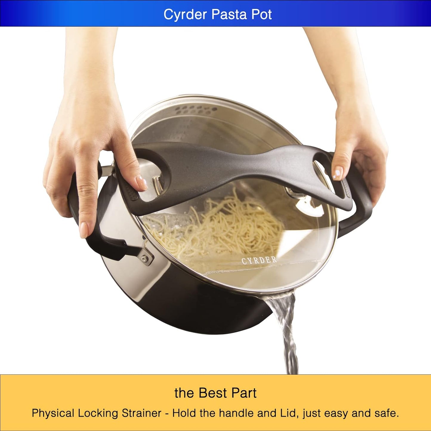 Stainless Steel Pasta Pot- Induction Pasta Pot with Strainer, Easy Stain &Perfect for Single and Couple, Dishwasher Safe, 3 Quart