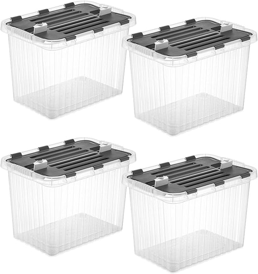 Superio 26 L Deep Storage Container with Hinged Lid (4 Pack)