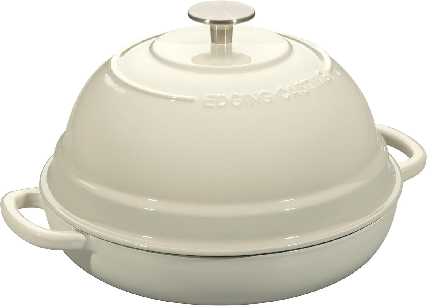 Enameled Cast Iron Dutch Oven Pot with Lid, Round Bread Oven for Homemade Sourdough Bread Baking, 6 Quart, White