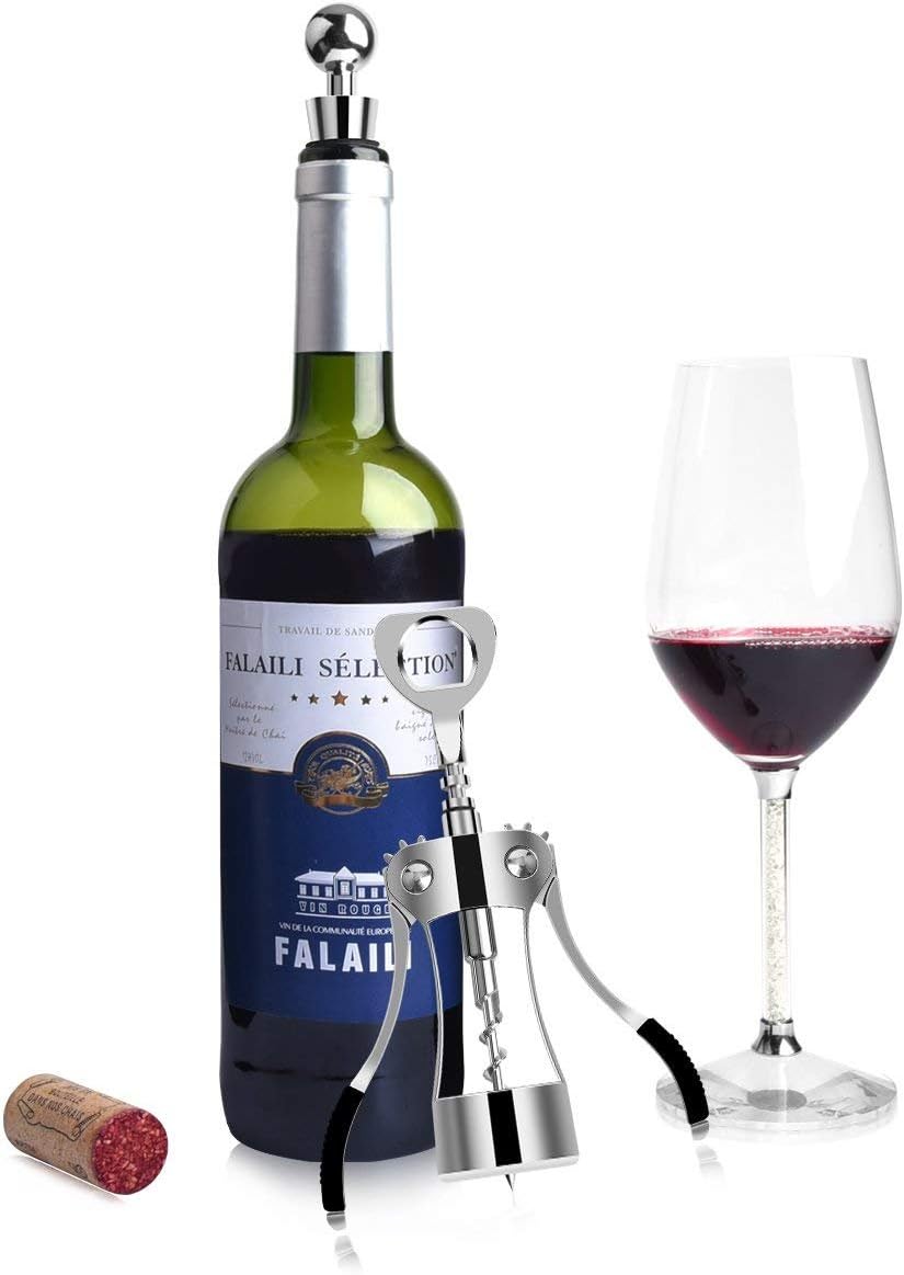 Foho Best Wing Corkscrew Wine Bottle Opener Luxury Waiter Corkscrew with Stopper Set for Wine Enthusiast Waiters - Sleeve Anchors