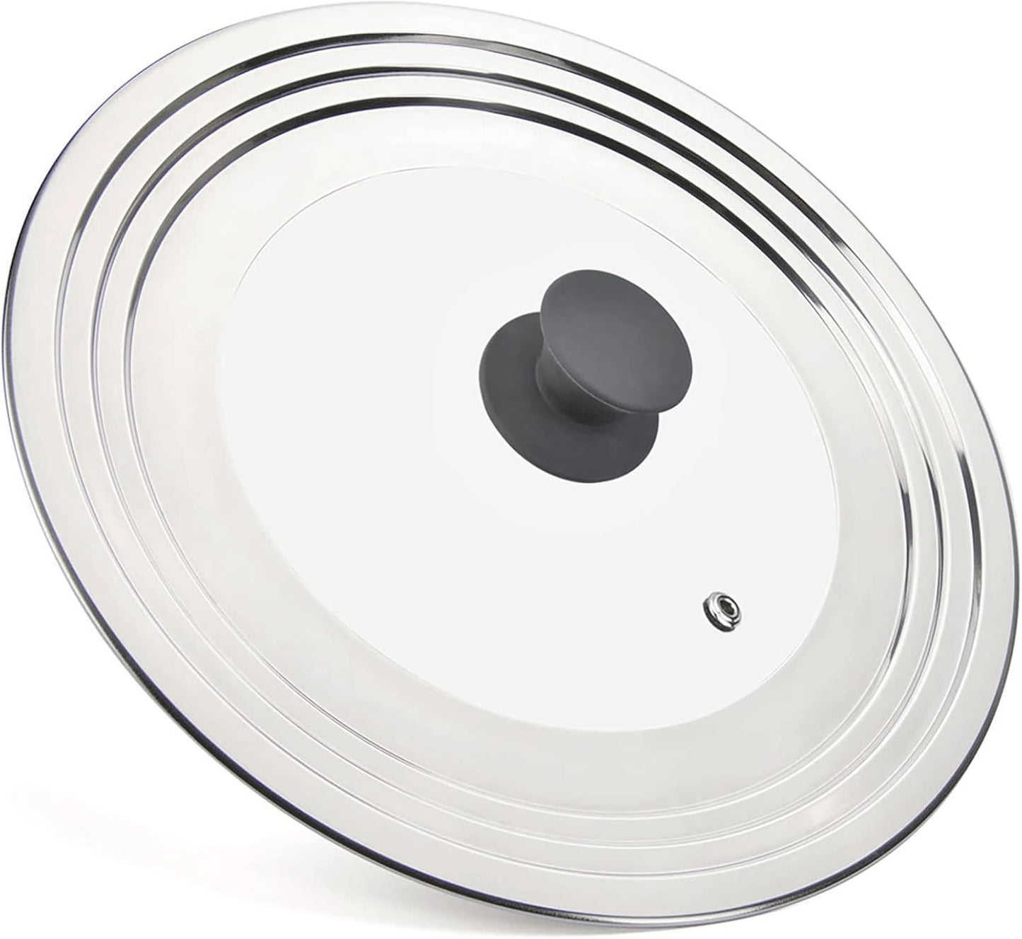 Universal Lid for Pots Pans and Skillets - One Lid Fits All 8.25-12 Inch Pots Frying Pans Skillets Woks, Replacement Pot Lid with Upgraded Heavy Duty Heat Resistant Silicone Handle, Gray