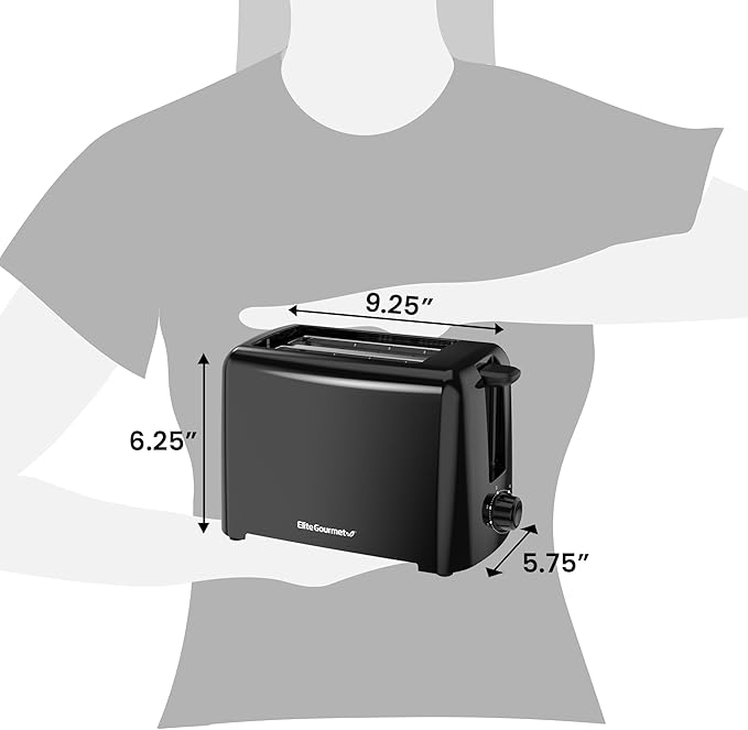 Elite Gourmet ECT1027B Cool Touch Toaster with 6 Temperature Settings & Extra Wide 1.25" Slots for Bagels,Waffles,Specialty Breads,Puff Pastry,Snacks,ETL Certified,2 Slices,Black,(Pack of 8)