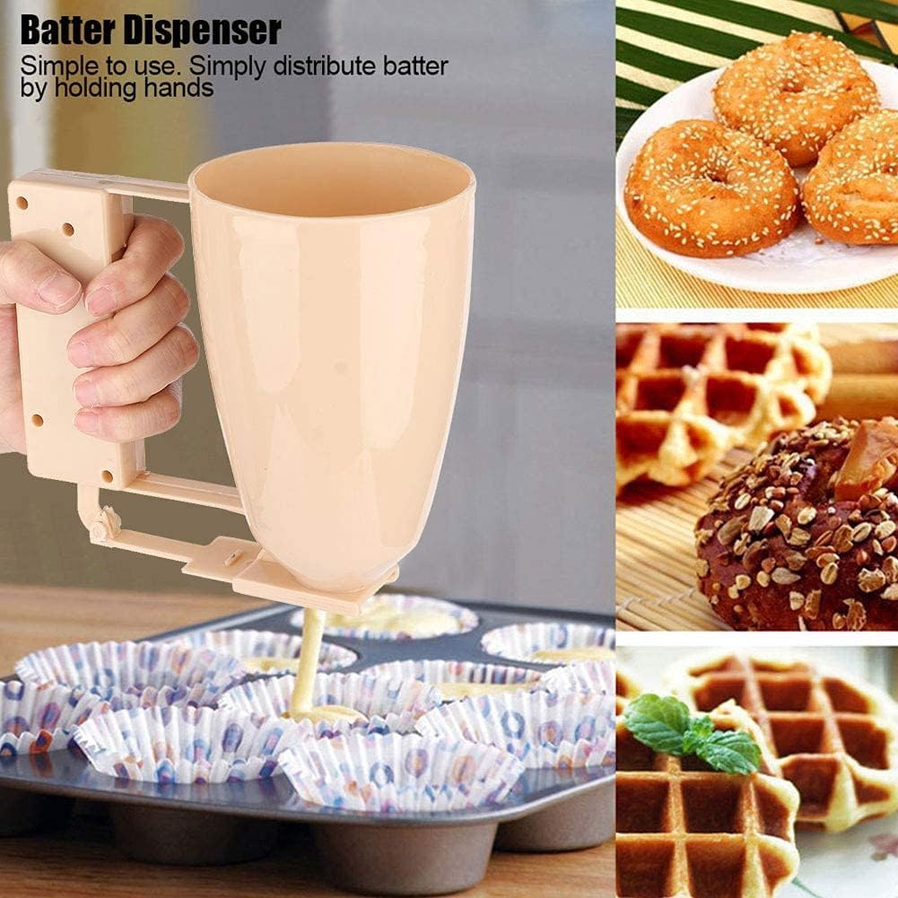 Pancake Batter Dispenser, Plastic Cupcake Pancake Dispenser Baking Cake Desserts Pancake Dispenser Baking Dispenser Cream Batter Pourer with Handle for Cupcakes, Waffles, Muffin Mix, Crepes and Cake