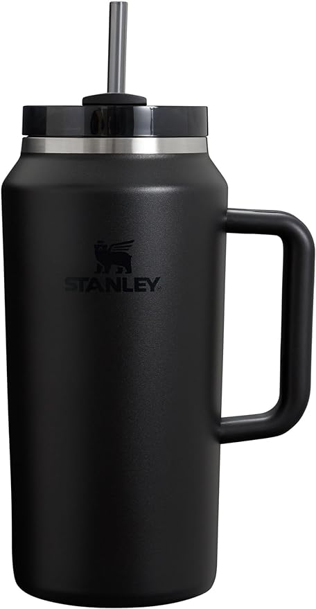 Stanley Quencher H2.0 Tumbler with Handle & Straw 64 oz | Flowstate 3-Position Lid | Large Capacity for Travel & Sports | Insulated Stainless Steel Cup | BPA-Free | Black 2.0