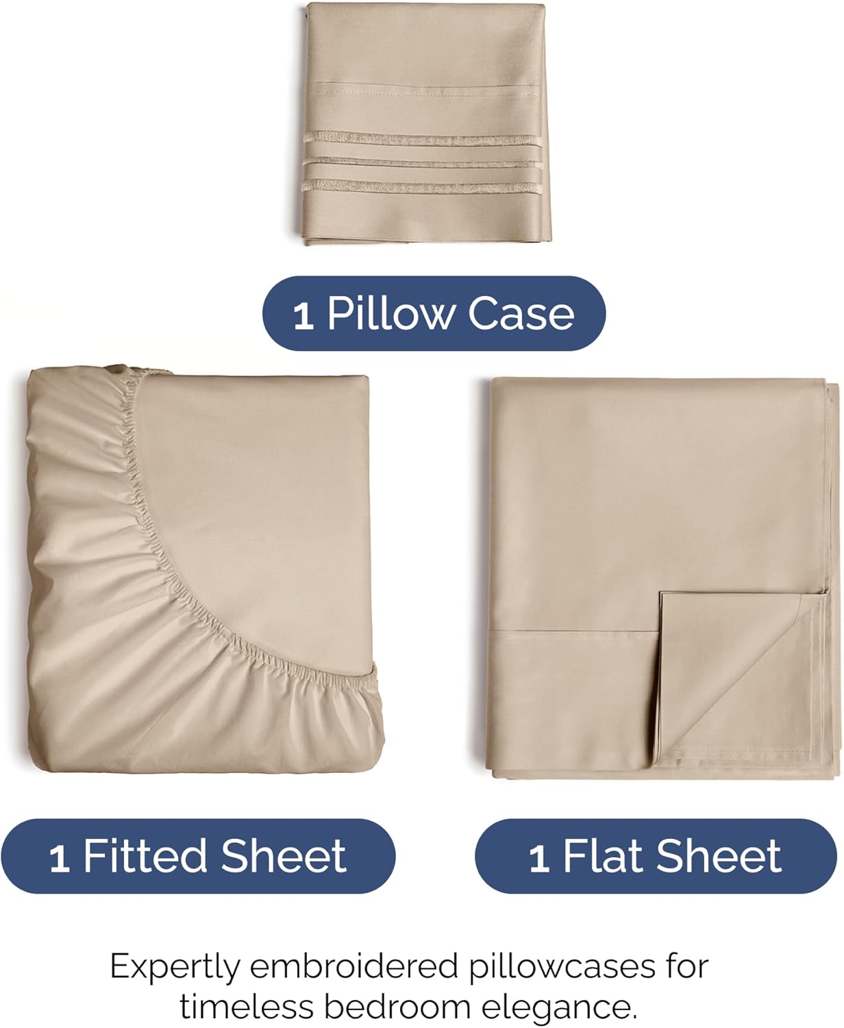 Twin Size 3 Piece Sheet Set - Comfy Breathable & Cooling Bed Sheets Set - Hotel Luxury Bedding for Women, Men, Kids, Teens, Boys & Girls - Deep Pockets, Ultra-Soft and Wrinkle Free - Oeko-Tex - Cream