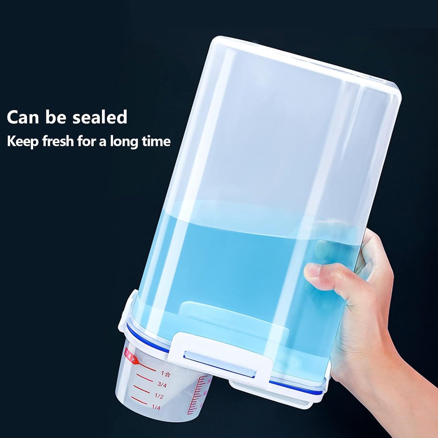 5.5 Lbs Plastic Transparent Tank, Rice Storage Barrel, Household Food Container Grain Storage Box for Oatmeal, Grain, Cereal, Pasta, Flour (6 Packs)
