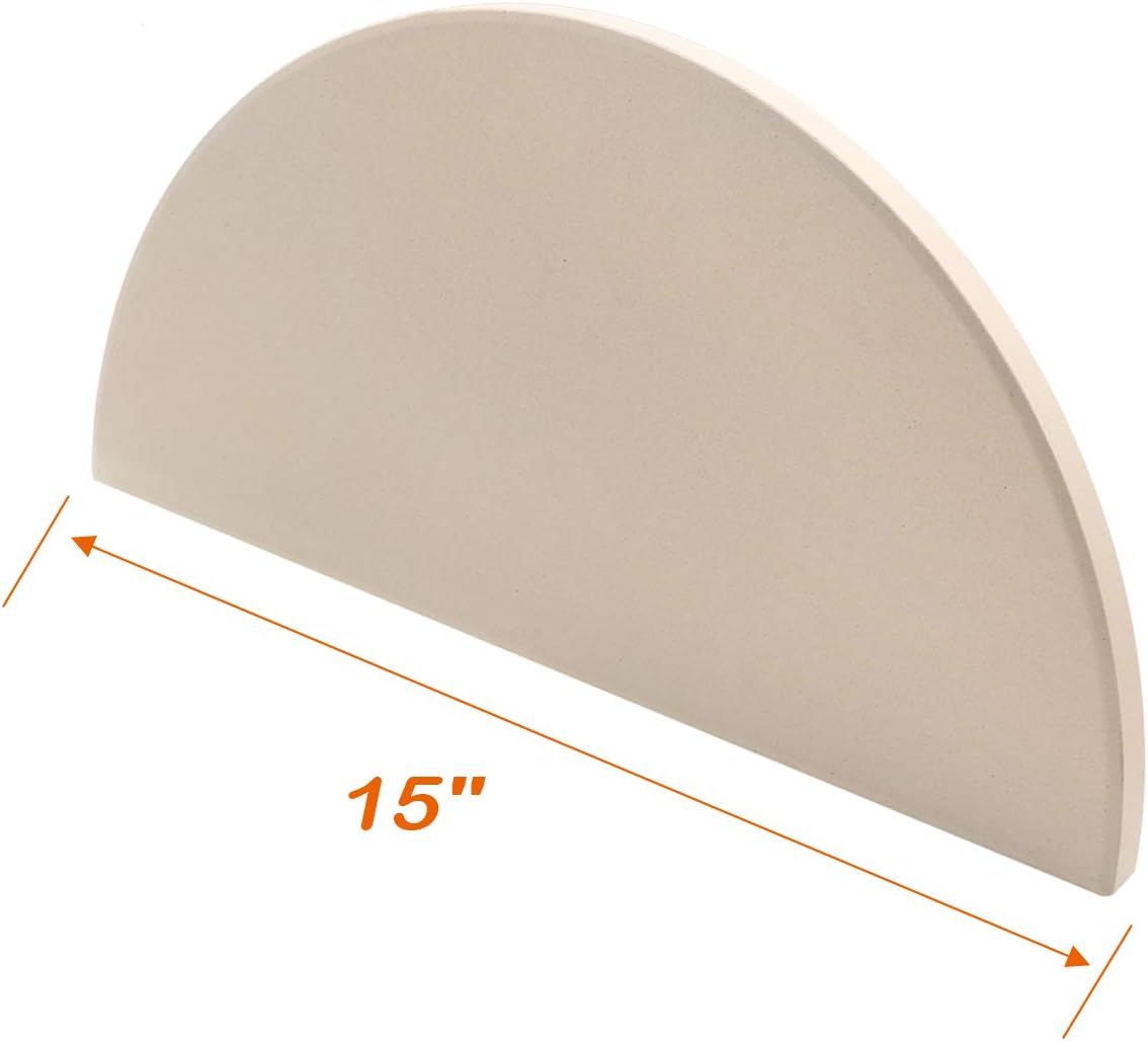 BBQ Future Ceramic Heat Deflector Plates for Kamado Joe Classic I, II, III，Half-Moon 2-Pack, White