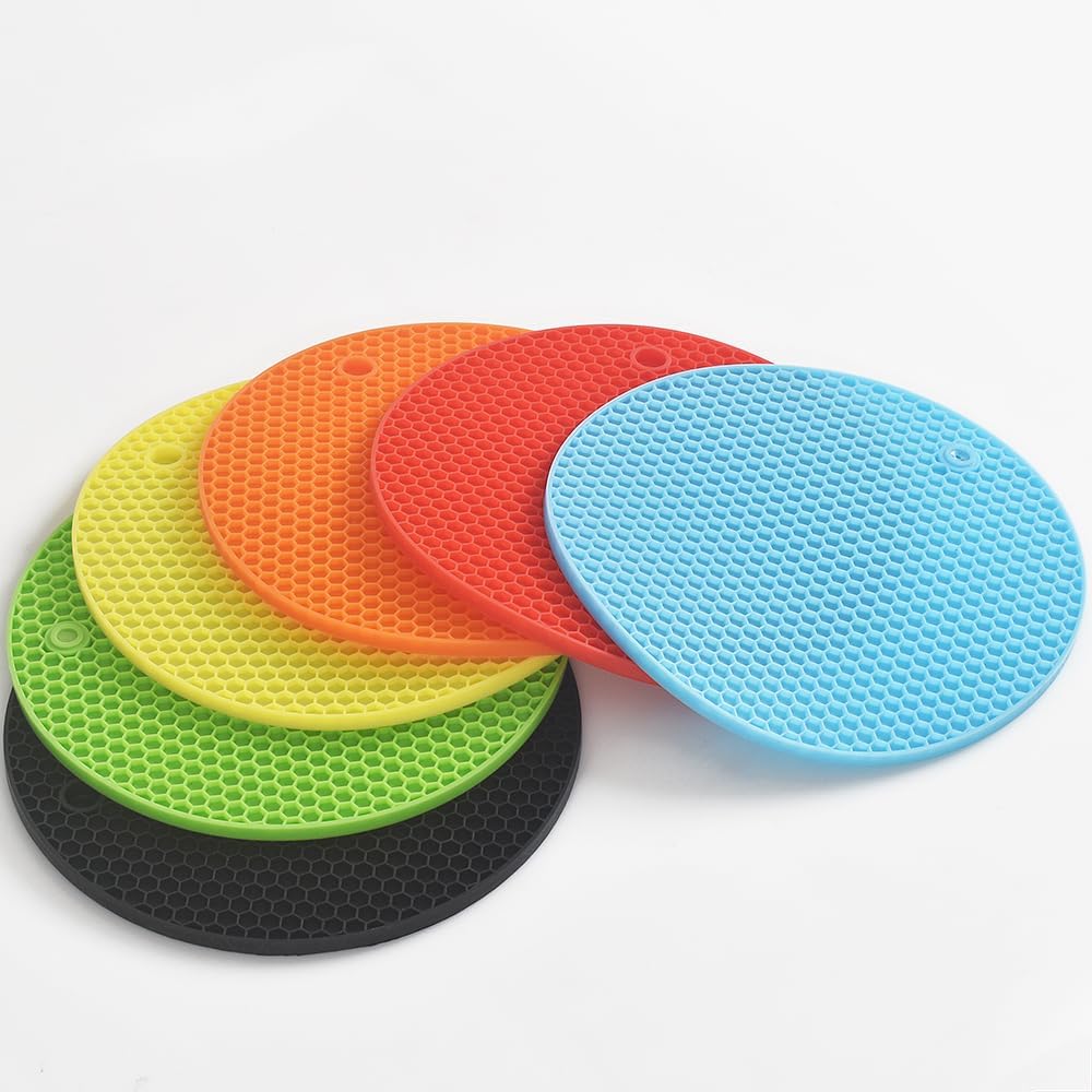 homEdge Silicone Trivets Mat, 6 Packs Multipurpose Non Slip Heat Resistant Pot Holder-Green