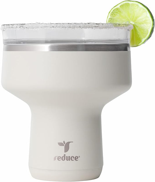 REDUCE Saltini 16 oz Cocktail Tumbler - Insulated Margarita Tumbler with Lid - Keeps Drinks Cold for 10 Hours - 360 Sippable Martini Glass Alternative - Shatterproof, Perfect for Parties - Unbleached