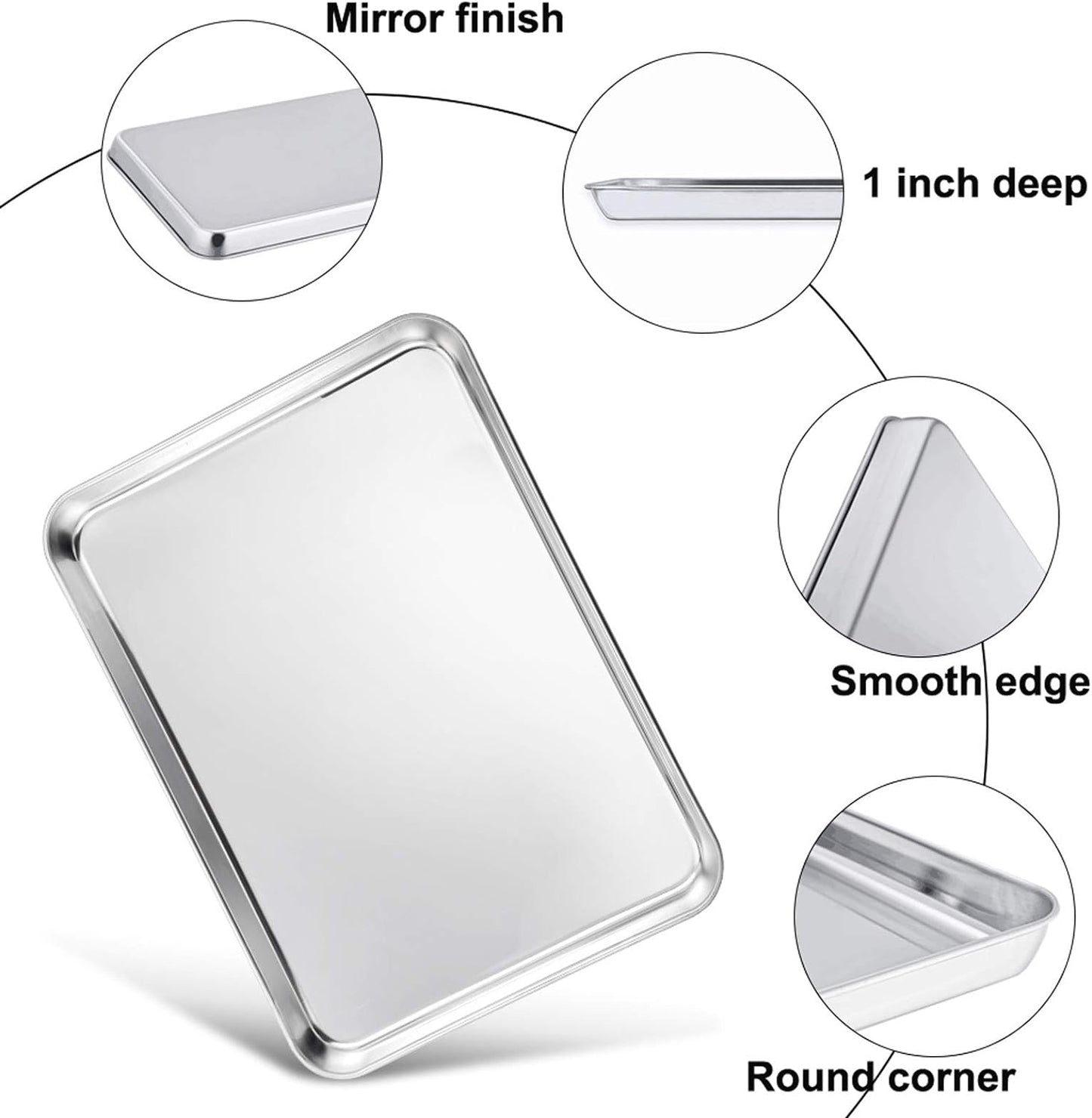 TeamFar Baking Sheet with Rack Set (2 Pans + 2 Racks), Stainless Steel Baking Pan Cookie Sheet for baking, Non Toxic & Healthy, Easy Clean & Dishwasher Safe - 4 Pack