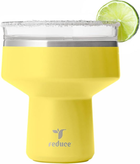 REDUCE Saltini 16 oz Cocktail Tumbler - Insulated Margarita Tumbler with Lid - Keeps Drinks Cold for 10 Hours - 360 Sippable Martini Glass Alternative - Shatterproof, Perfect for Parties - Pina Colada