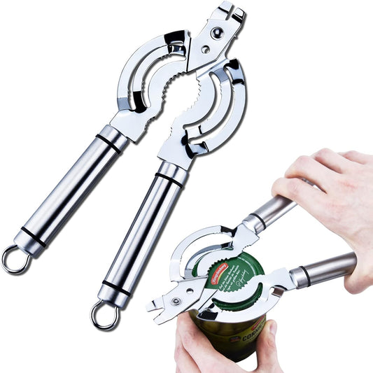 Jar Opener, Multifunctional Jar Opener for Weak Hands, Stainless Steel Jar Lid Opener, Beer Bottle Opener for Seniors with Arthritis