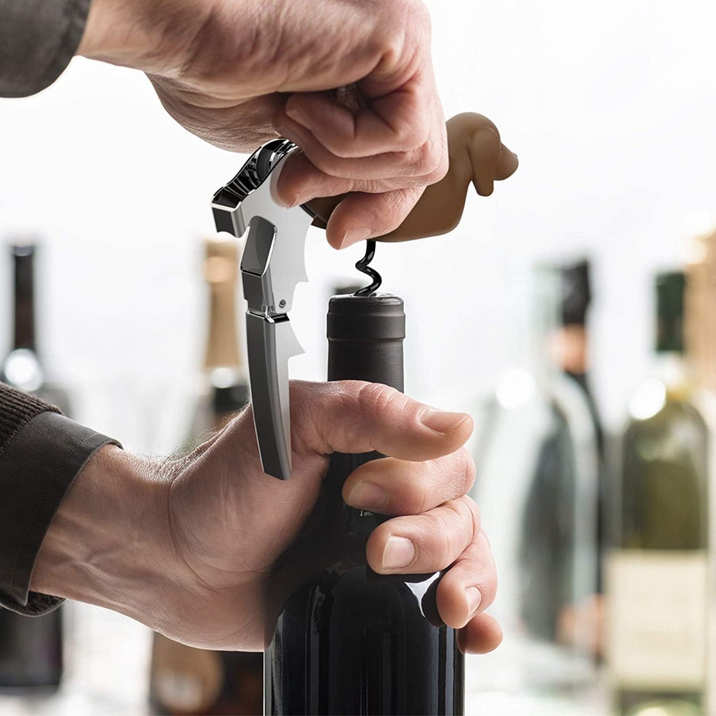 Buddy the Bordeaux Collie Black Dog Corkscrew, Professional Waiters Corkscrew Wine Key Bottle Opener,Manual Wine Key for Servers, Waiters, Bartenders and Home Use(Buddy Dog)