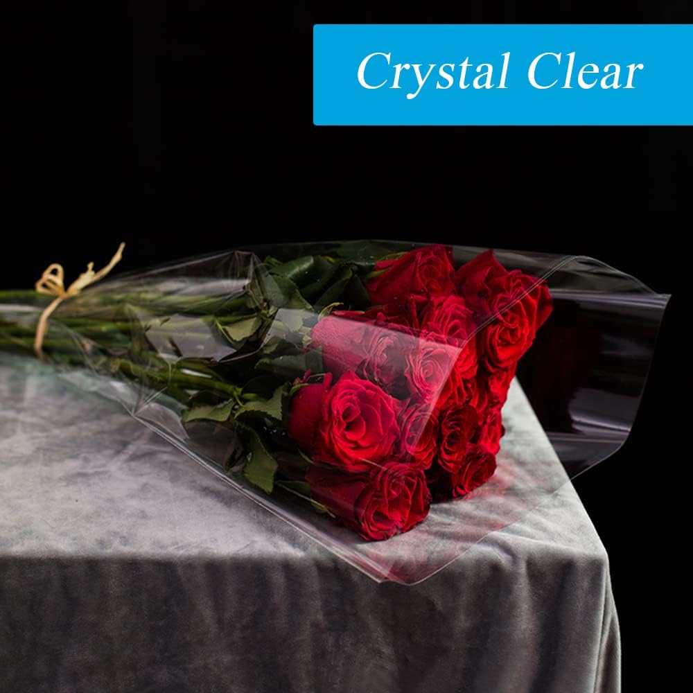 JOYIT 220 ft Cellophane Wrap Roll (35 in x 220 ft) - 3 Mil Thickness, Clear Bags for Flower Gift Baskets (35" fold into 17.5")