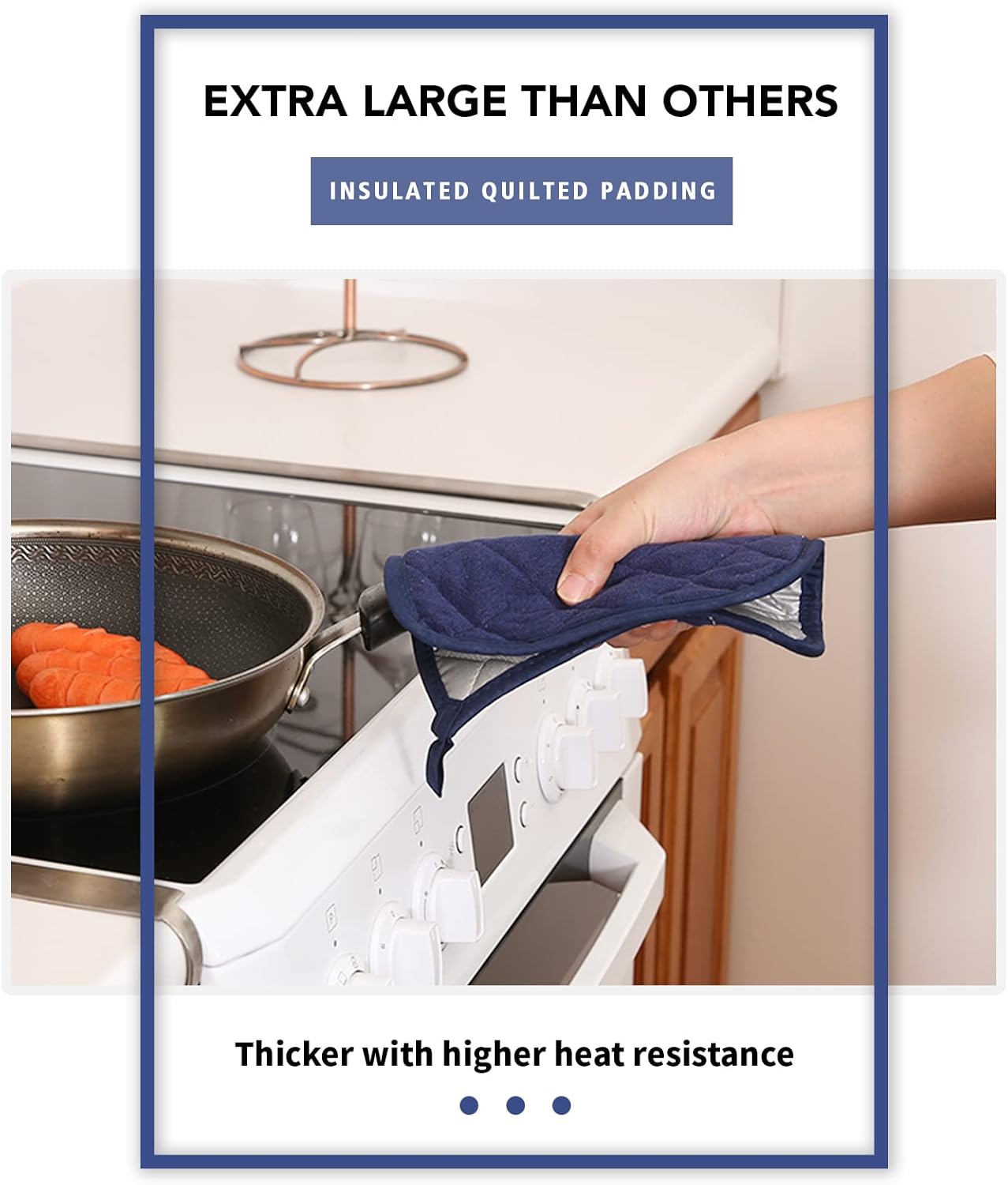 Joyhalo 6 Pack Pot Holders for Kitchen,Cotton Oven Holder with Great Heat Resistance,Non Slip Hot Pads for Kitchen Clearance,Dark Blue