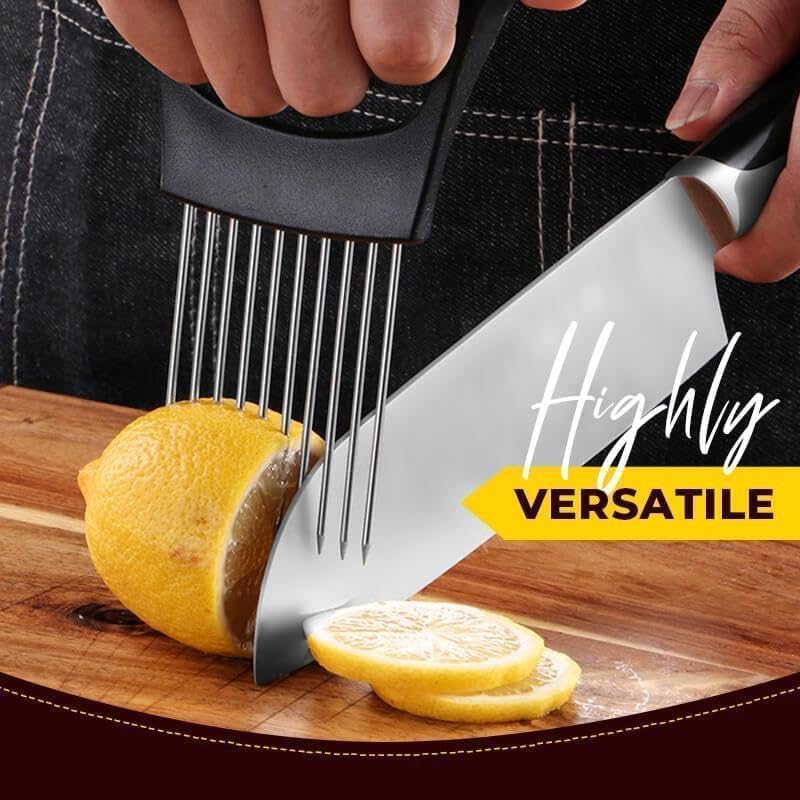 Onion Slice Holder, 2025 Upgraded Stainless Steel Onion Holder for Slicing Lemon Slicer Vegetable Cutter, Kitchen Chopper Slicing Assistant Tool for Meat, Onion, Potato, Tomato (2, D)