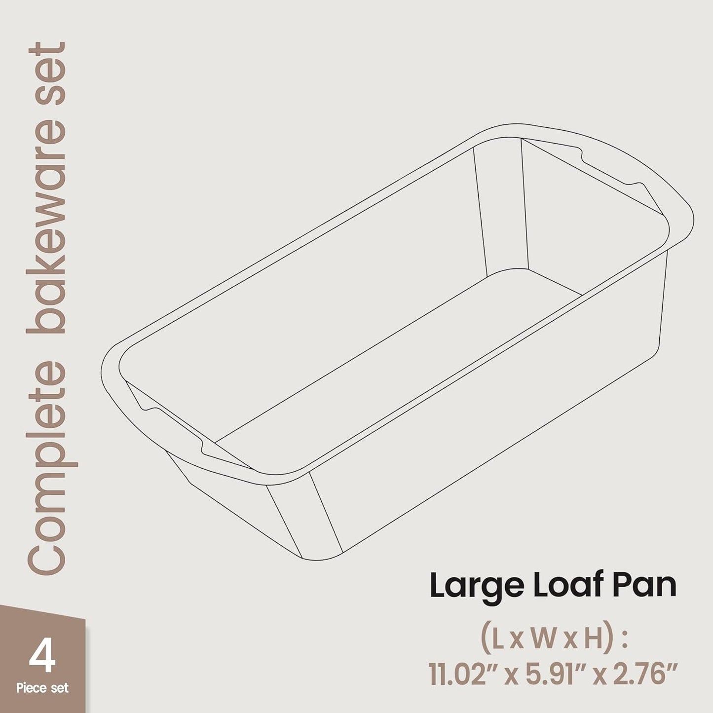 BAKKENMASTER Loaf Pan Set 4-Piece - Deluxe Nonstick Carbon Steel Bakeware for Perfect Bread and Cakes – Dishwasher Safe, Premium Pans for Home Baking