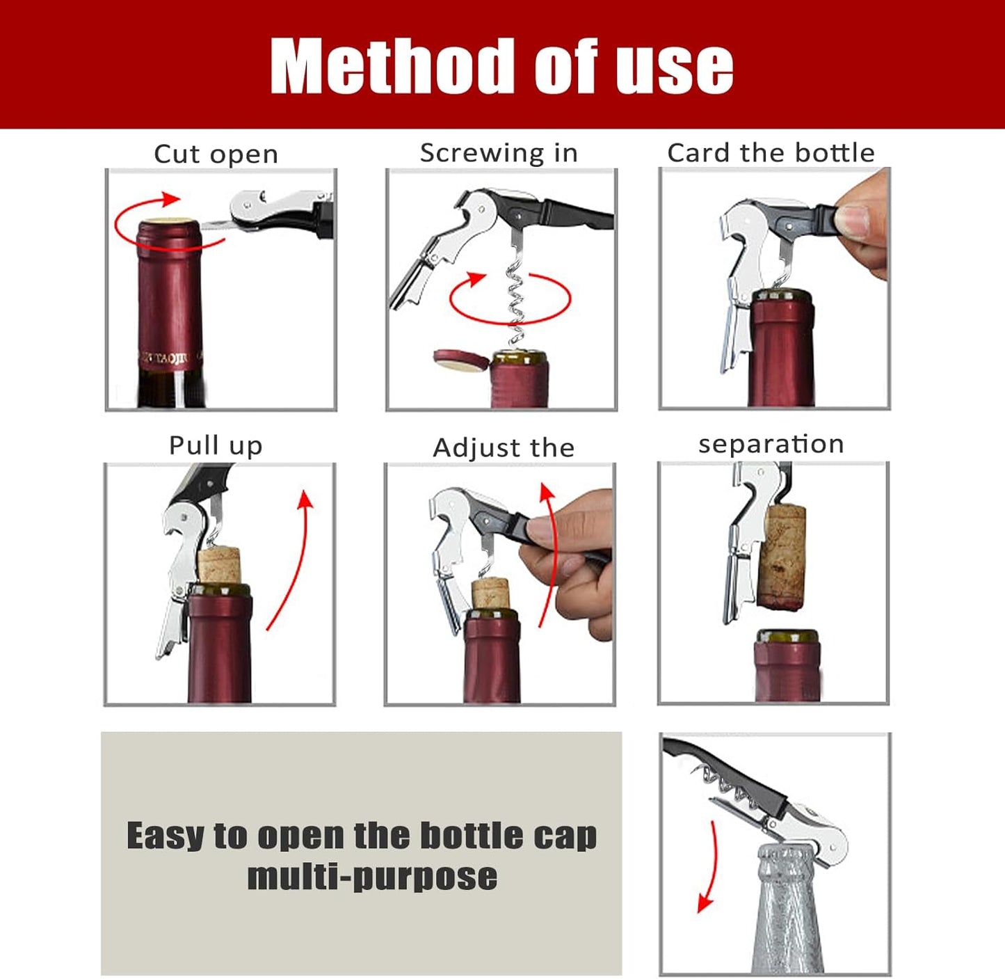RECUTMS 12 Packs Corkscrew Wine Opener Stainless Steel Fold Beer or Bottle Opener Serrated Foil Cutter,Perfect for Bars,Restaurants,Family,Company Party (12 Color)