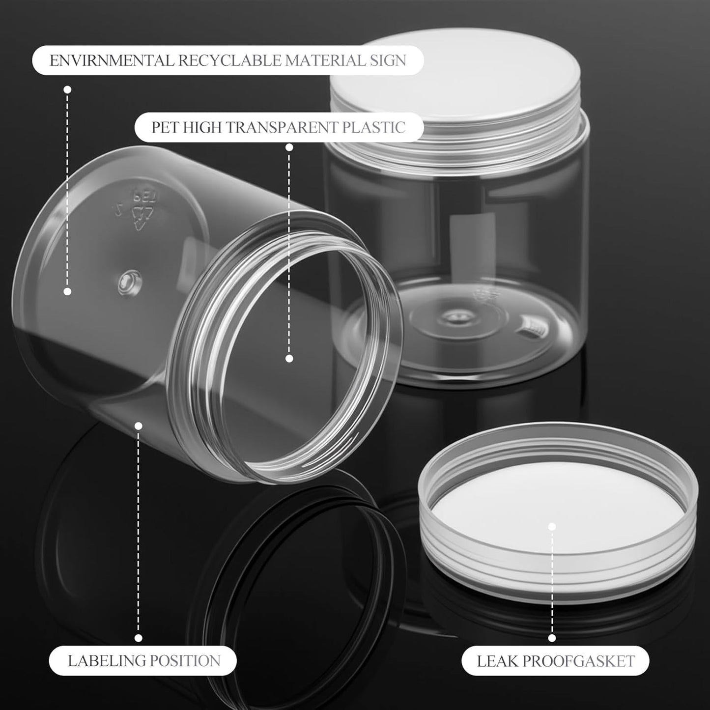SATINIOR 6 Pack 5 oz Plastic Jars Containers with Lids Wide-mouth Refillable Leakproof Reusable Round Empty Jars for Travel Cosmetic Dry Food SpiceCandy Cookie Home Kitchen Organizing (Clear)