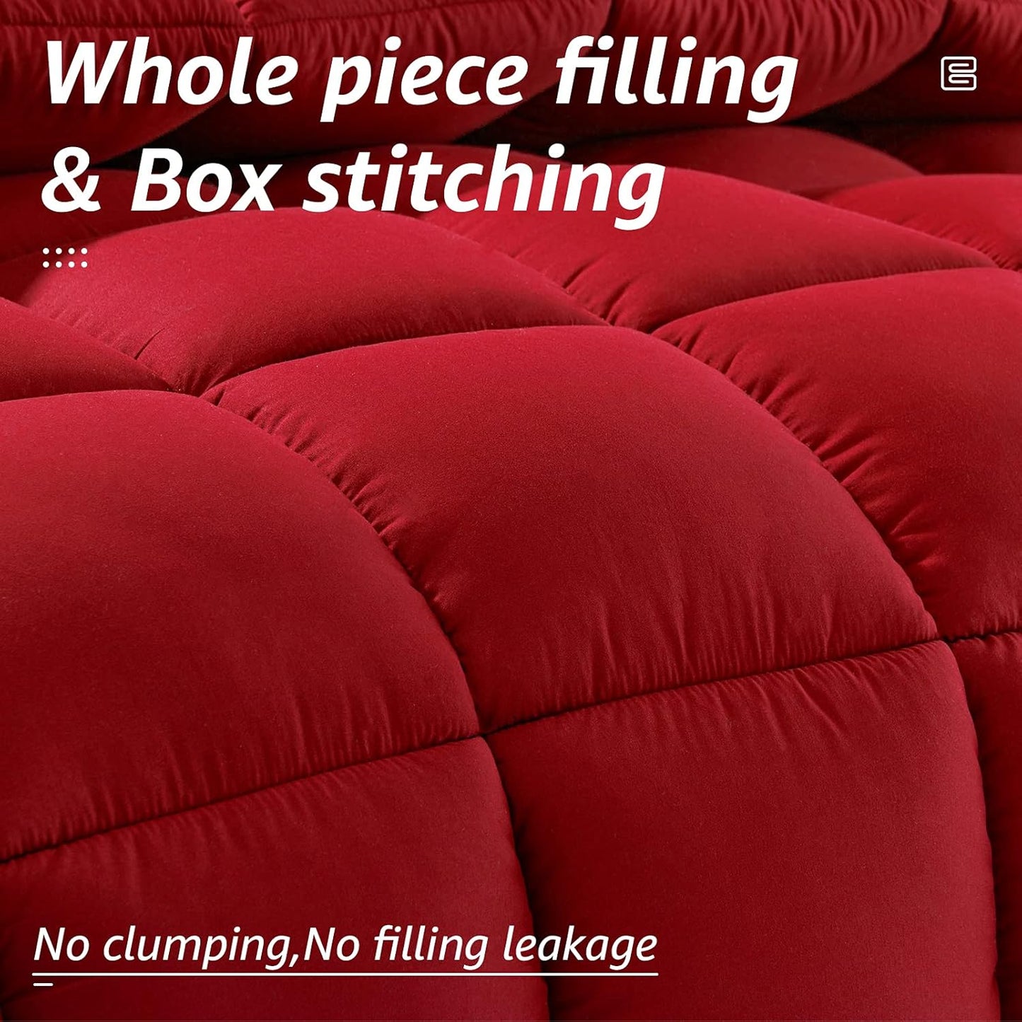 HYLEORY All Season California King Size Bed Comforter - Cooling Down Alternative Quilted Duvet Insert with Corner Tabs - Winter Warm - Machine Washable - Red