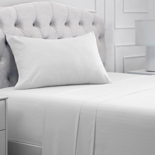 Mellanni Twin XL Sheets Set - 3 PC Iconic Collection Bedding - Hotel Luxury, Extra Soft, Cooling Bed Sheets - Wrinkle, Fade, Stain Resistant (Twin Extra Long, Striped White)