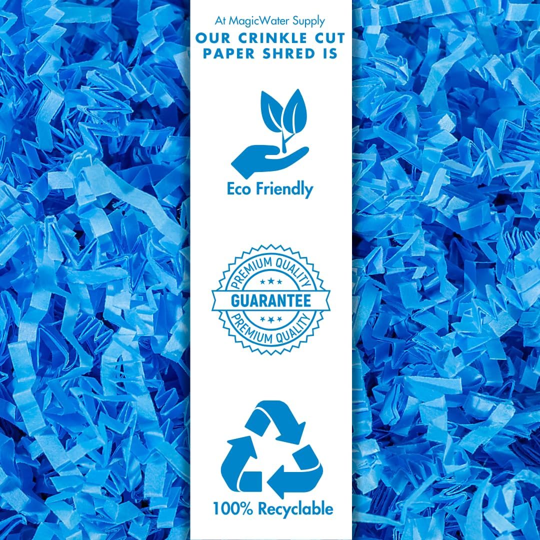 MagicWater Crinkle Cut Paper for Gift Baskets - 2LB - Light Blue - Perfect for Shredded Paper Filler, Basket Filler, Gift Boxes, Bridesmaid Gifts, Halloween Stuffers & More – Ideal for All Occasions