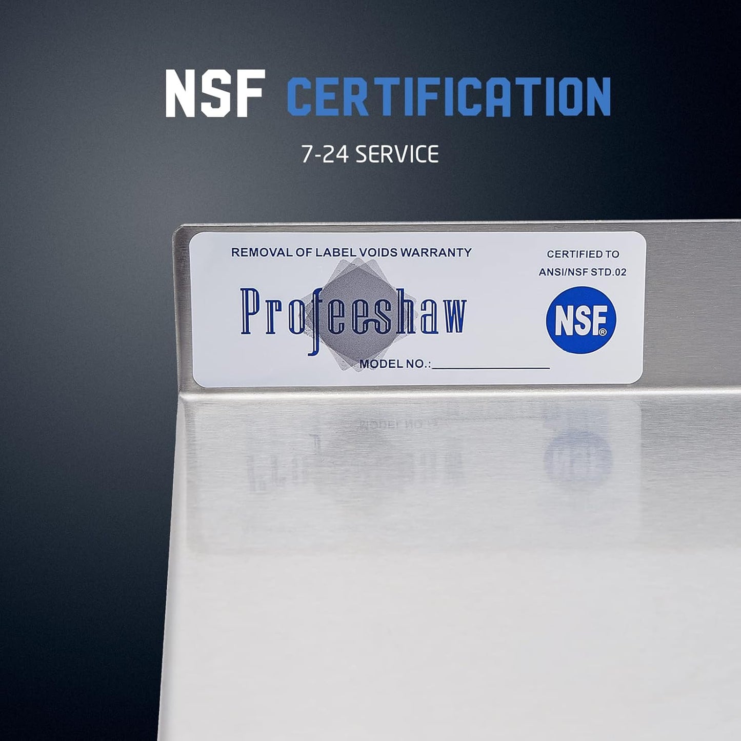 Profeeshaw NSF Stainless Steel Shelf 14” x 72”, 450 lb Commercial Shelves Wall Mounted Metal Shelving with Backsplash and 2 Brackets for Restaurant, Bar, Utility Room, Kitchen and Garage