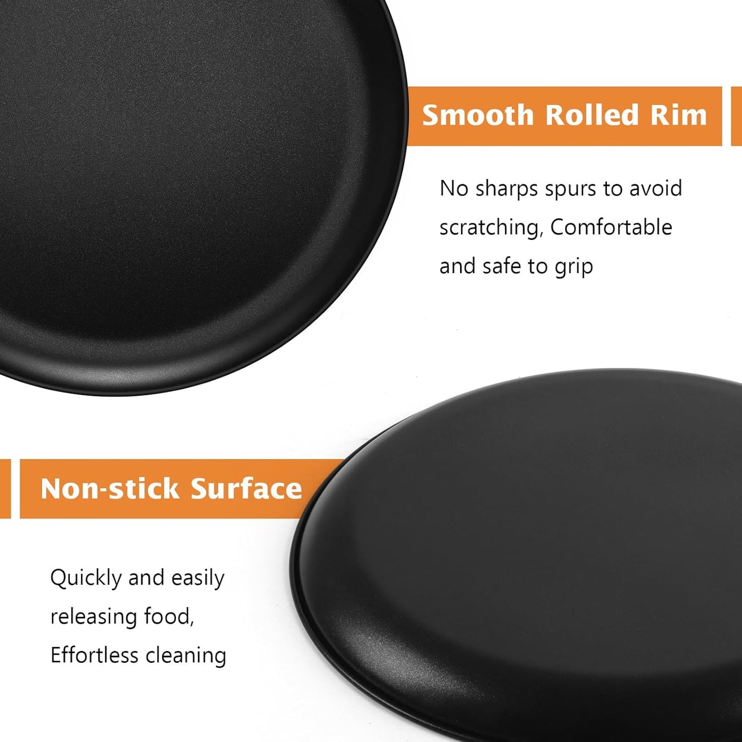TeamFar Pizza Pan, 12Inch Pizza Tray Round Baking Pans with Stainless Steel Core & Non-stick Coating, for Roasting Cooking, Toxic Free – Set of 4