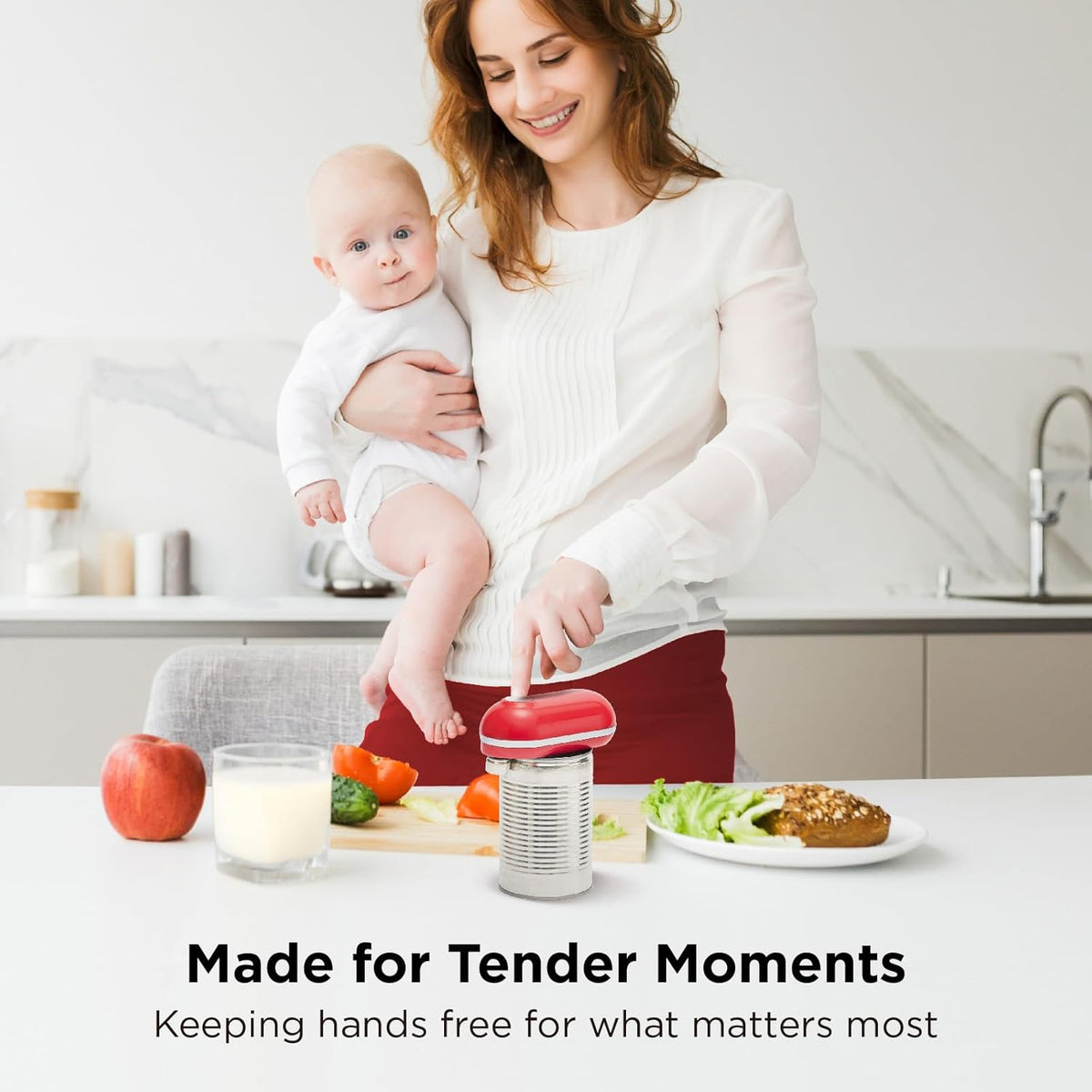 Kitchen Mama Mini Plus Rechargeable Electric Can Opener: USB-C Charging, Hands-Free, Auto Stop, Compact, Cordless, Smooth Edge - Perfect for Seniors with Arthritis, Home, and Travel (Red)