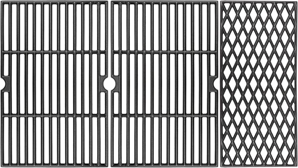 Cast Iron Grill Grates for Dyna glo DGH474CRP DGH483CRP DGF493BNP DGF493PNP-D DGB495SDP DGB495SDP-D DGB493SPB DGB463CNP DGB494SPB 70-01-911 70-02-656, Cooking Grate Replacement Part, 3 pieces