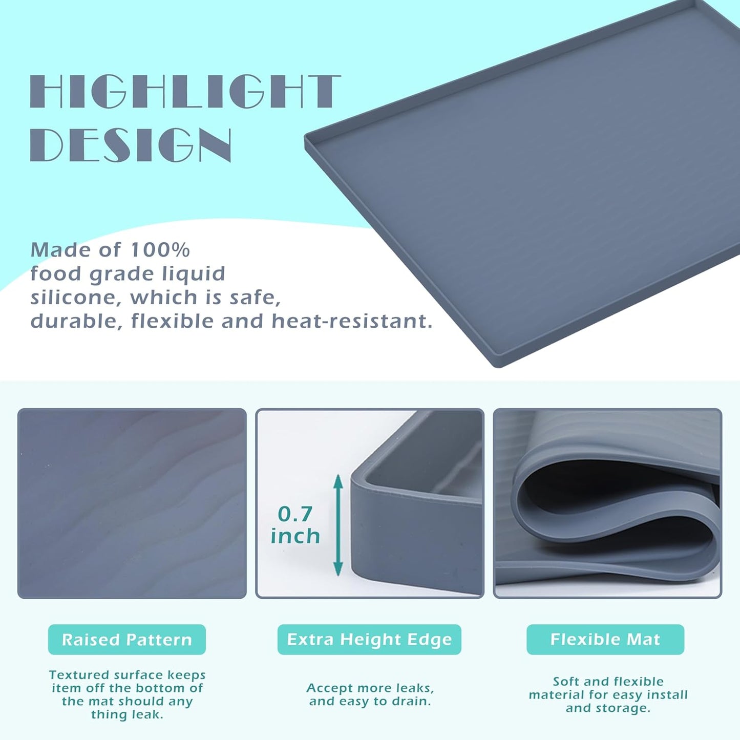URMONA Waterproof Silicone Under Sink Mat 22'' x 19'' Shelf Liner for Kitchen and Bathroom, Cabinet and Counter Protector, Storage and Organizers, Litter Mat, Pet Cat Puppy Essentials(Cream)