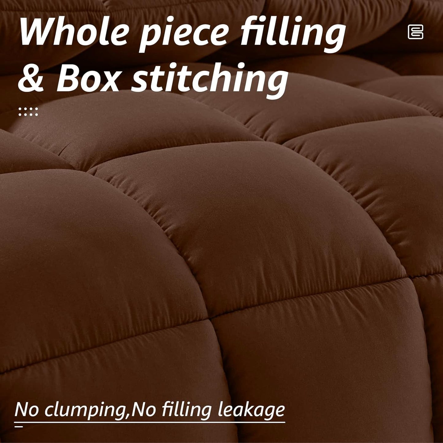 HYLEORY All Season Full Size Bed Comforter - Cooling Down Alternative Quilted Duvet Insert with Corner Tabs - Winter Warm - Machine Washable - Mocha Coffee